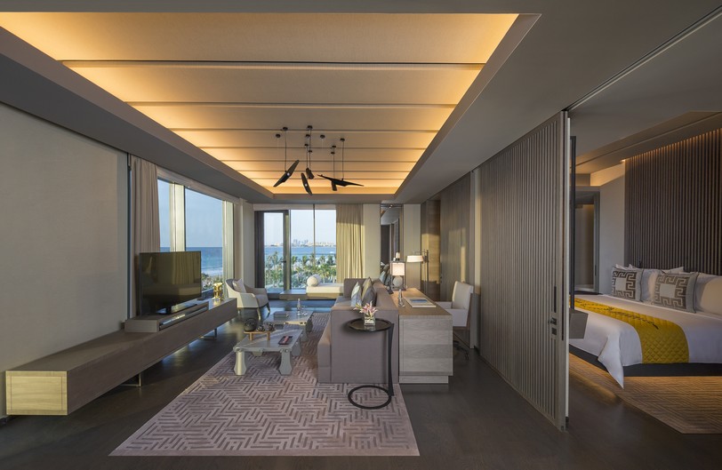 Caesars Palace Bluewaters Dubai - One Bedroom Ocean Suite Living Room.JPG