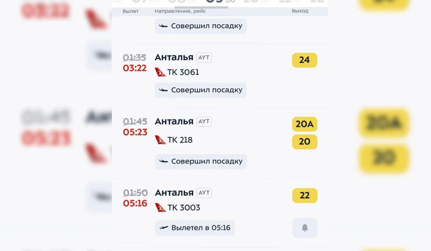 Туристы в ночь на 9 мая улетали в Турцию почти без приключений