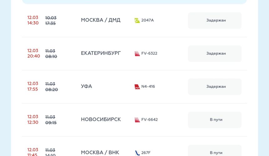 Из-за «ковра» задержки в Сочи достигают 48 часов