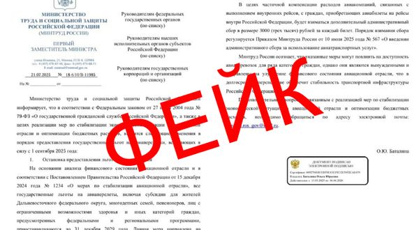 Фейк: в России хотят ввести сбор в 3000 рублей при покупке авиабилетов