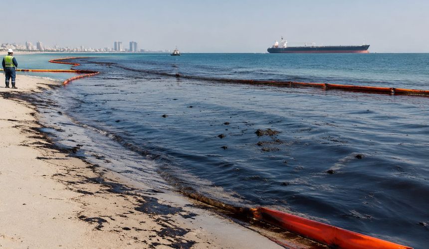 В ОАЭ все пляжи Умм-эль-Кайвайна закрыли из-за разлива нефти с танкера