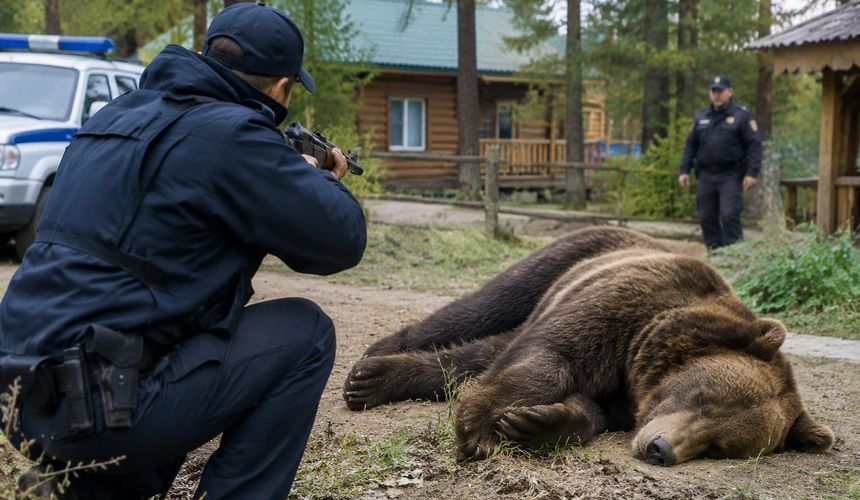 Полицейский ликвидировал медведя на базе отдыха под Усть-Илимском