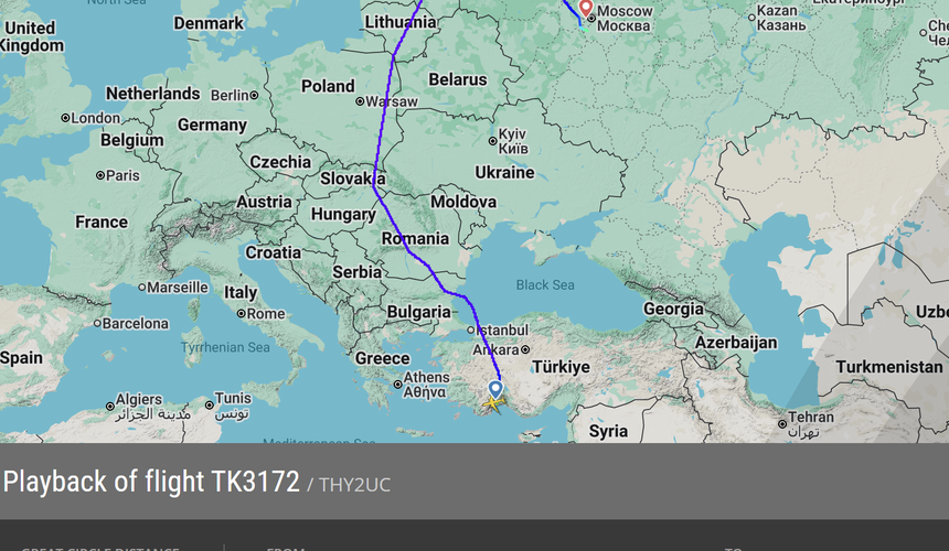 Туристы Turkish Airlines добираются из Москвы в Петербург на такси за 70 тысяч
