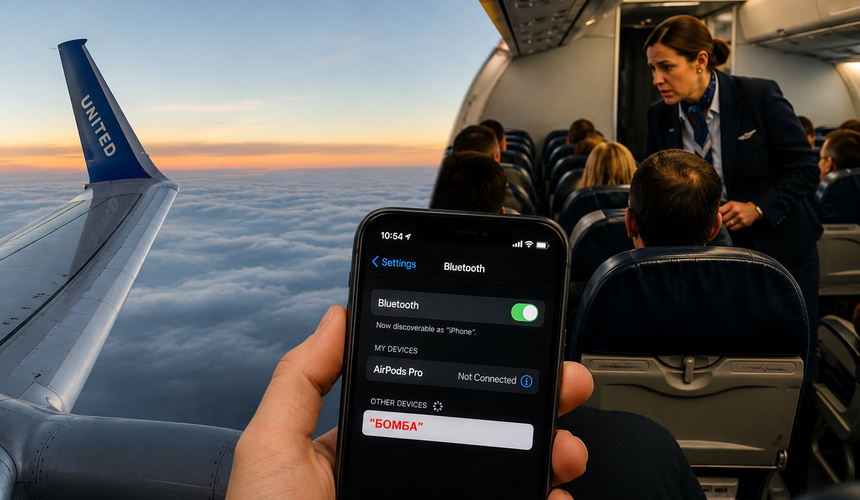 Самолет вернулся в аэропорт из-за странного названия Bluetooth