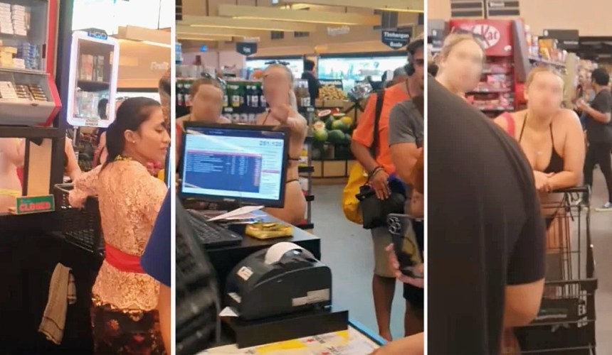 На Бали туристки в бикини шокировали покупателей в супермаркете